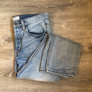 Free People cropped button fly high waist jeans